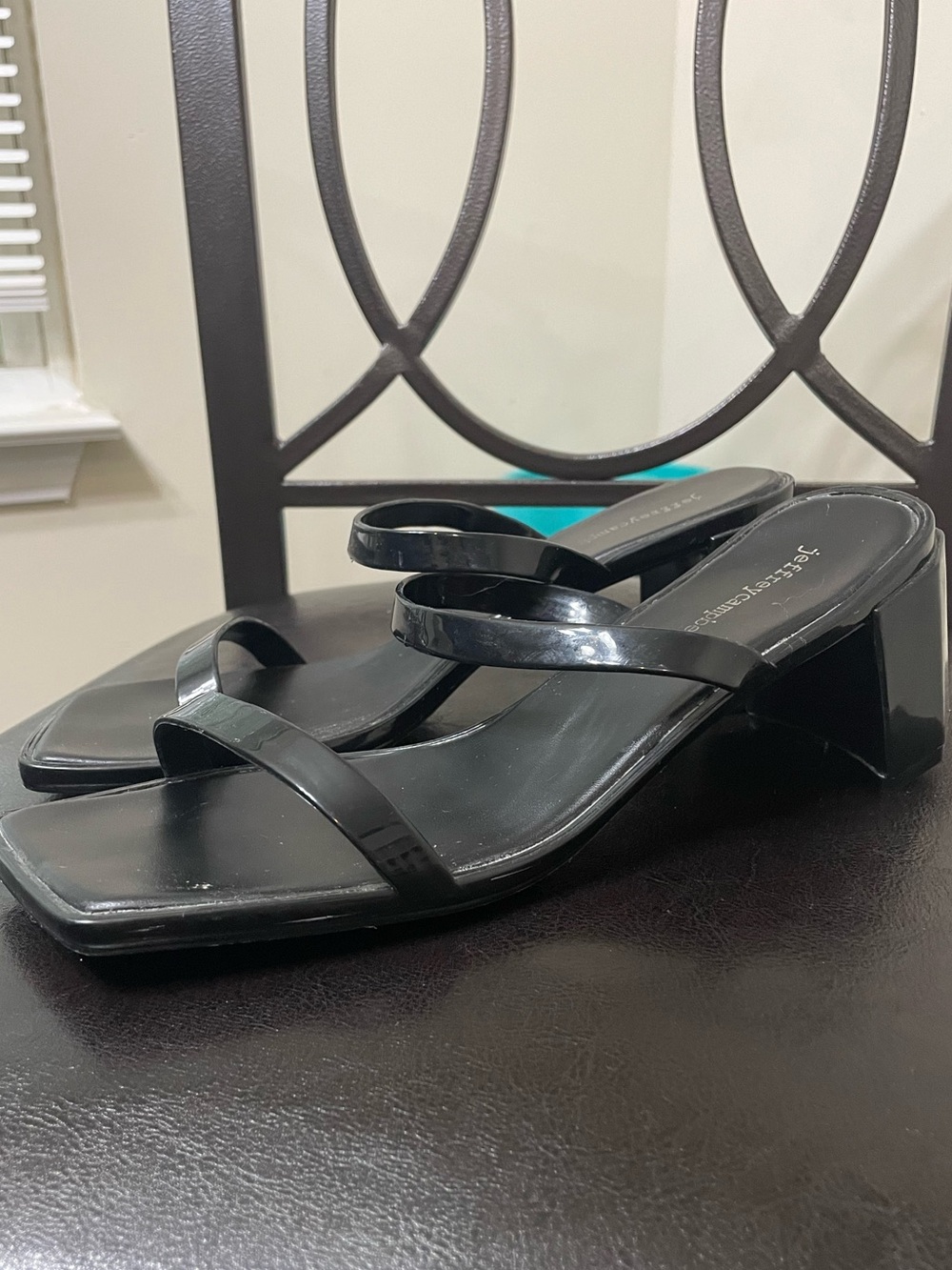 Jeffrey Campbell Black Strappy Block Heel Sandal Heels Size 9 Women’s